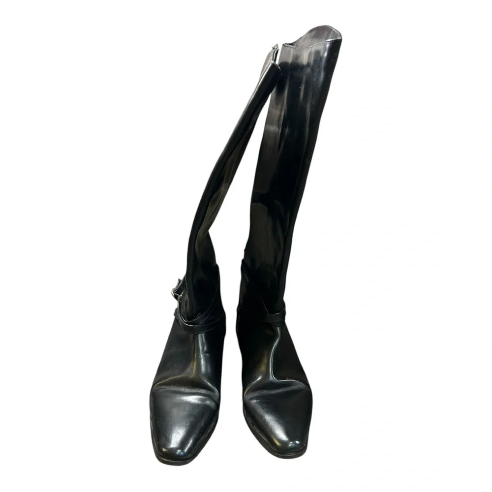 Guess black leather, vintage boots, straps and buckles, moto boots, vintage 90s
